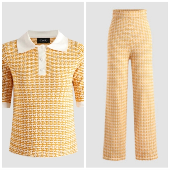Cider Pants - NWT Cider Yellow & White Knit Pantsuit Set